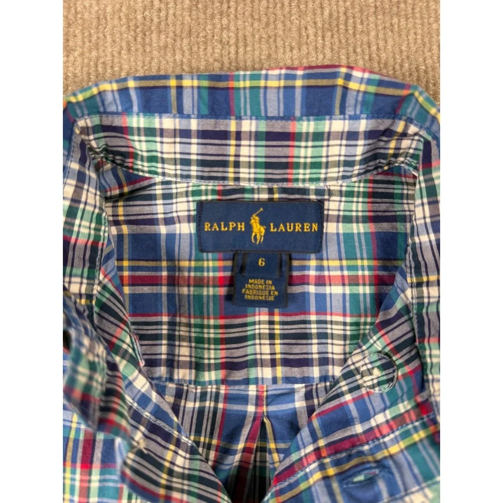Ralph Lauren‎ Plaid Blue Red Yellow LS Button-up Collared Shirt BOYS Size 6